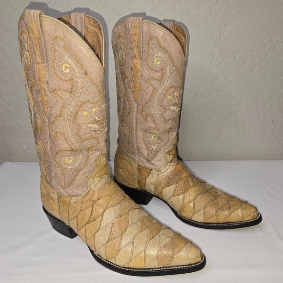 El General 1901 Exotic Skins Patchwork Western Cowboy Boots Men's USA Size: 8.5 - Picture 9 of 13